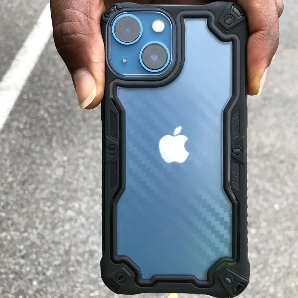 For iPhone 13 mini,13,13 PRO,13 PRO MAX phone case carbon fiber texture clear